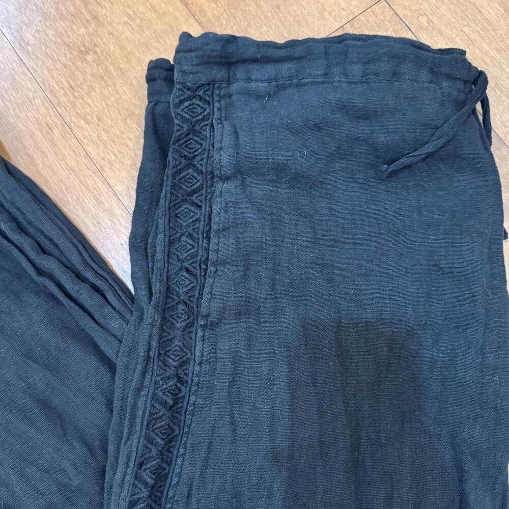 SOLD Johnny was black linen wide leg pants - Picture 3 of 3